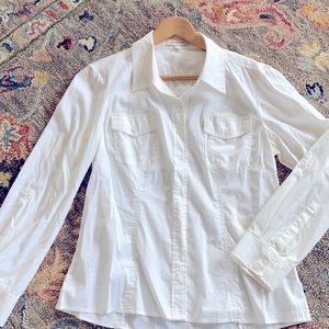 Ellen Tracy fitted white blouse with spandex Sz 12